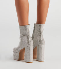 Retro Gal Rhinestone Heel Booties