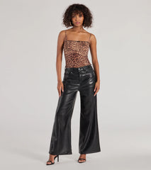 Glam In Motion Faux Leather Wide-Leg Pants