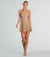 Pretty Shimmer Rhinestone Mesh Mini Party Dress