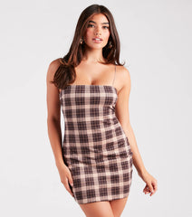 Check Me Out Plaid Bodycon Mini Dress