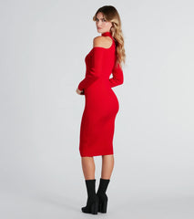 Highly Selective Choker Neck Sweater Midi Dress