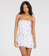Just For Fun Strapless Floral A-Line Mini Dress