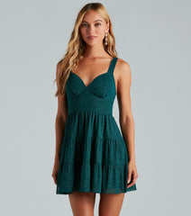 Party Seeker Glitter Ruffled Skater Dress