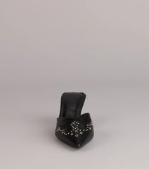 Studded Edge Pointed Kitten Pumps