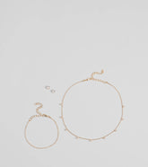 Delicate Glam Rhinestone Necklace, Bracelet, And Earrings Set