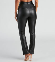 Edgy At Heart PU Front Slit Pants