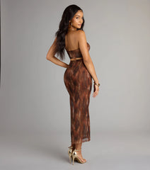 High Drama Abstract Mesh Maxi Dress