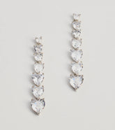Glam Love Heart-Shaped Cubic Zirconia Duster Earrings