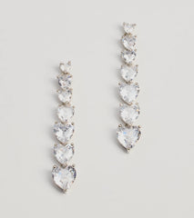 Glam Love Heart-Shaped Cubic Zirconia Duster Earrings
