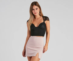 Sultry In Lace Cap Sleeve Bustier