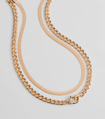 Sweet And Edgy Heart Layered Chain Necklace