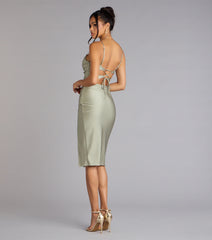 Chic Hourglass Lace-Up Midi Dress