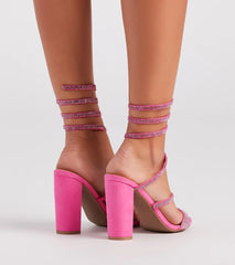 Fancy Gal Rhinestone Spiral Block Heels