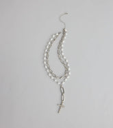 Saintly Chic Pearl And Rhinestone Cross Necklace