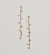 Sparkling Elegance Faux Pearl And Rhinestone Linear Earrings