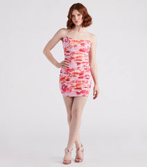 Captivate In Floral Strapless Dress