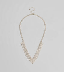 Glam Edge Rhinestone Fringe Necklace