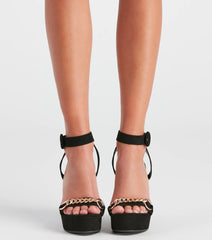 Edgy Links Wrap Platform Wedges