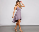Alluring In Crepe High-Low Skater Dress