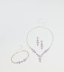 Luxe Desire Rhinestone Leaf Jewelry Set