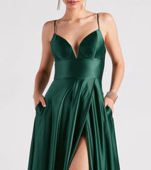 Anya Satin Sleeveless A-line Formal Dress