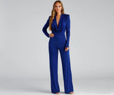 Fashion Cowl Plunge Slinky Knit Jumpsuit