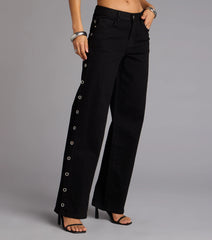 Ring It In Grommet Wide-Leg Denim Jeans