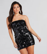 Flashy Glamour Sequin Strapless Mini Dress