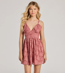 Feeling Flirtatious Floral Button Skater Dress