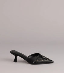 Studded Edge Pointed Kitten Pumps