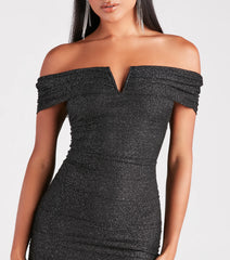 City Girl Glitter Off-The-Shoulder Dress
