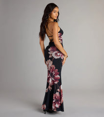 Flirty Twist Floral Lace-Up Maxi Dress