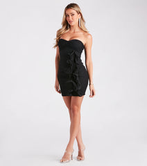 Bold Statement Strapless Ruffle Mini Dress