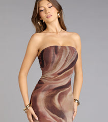 Painted Muse Tube Slit Maxi Dress