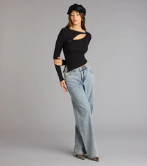 Not So Basic Long Sleeve Cutout Top