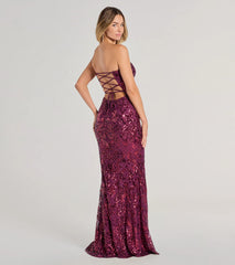 Chandler Strapless Lace-Up Sequin Formal Dress