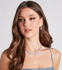 Gorgeous Glitz Rhinestone Necklace And Earrings Set