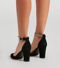 Classic Glamour Rhinestone Strap Pumps