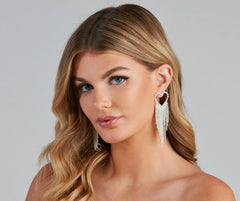 Heart Eyes Rhinestone Fringe Earrings