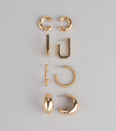 Mix It Up Three-Pack Earrings Set With Cuffs