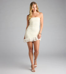 Adorable Flirt Ruffle Lace Mini Tube Dress