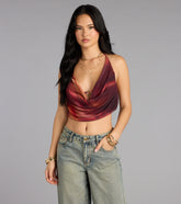 Bold Flow Cowl Halter Crop Top