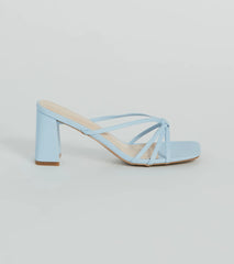 Chic Mood Strappy Faux Leather Block Heel Mules