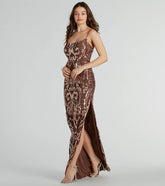 Bronwen High Slit Sequin Mesh Formal Dress