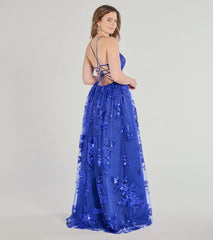 Sharen Lace-Up A-Line Sequin Ball Gown