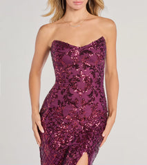 Chandler Strapless Lace-Up Sequin Formal Dress