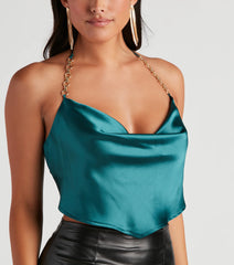 Chic Nights Satin Chain Strap Top