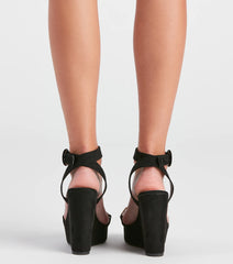 Edgy Links Wrap Platform Wedges