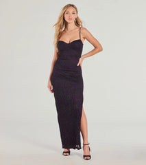 Tia Lace High Slit Formal Column Dress