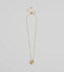 Just Your Luck Rhinestone Clover Charm Necklace